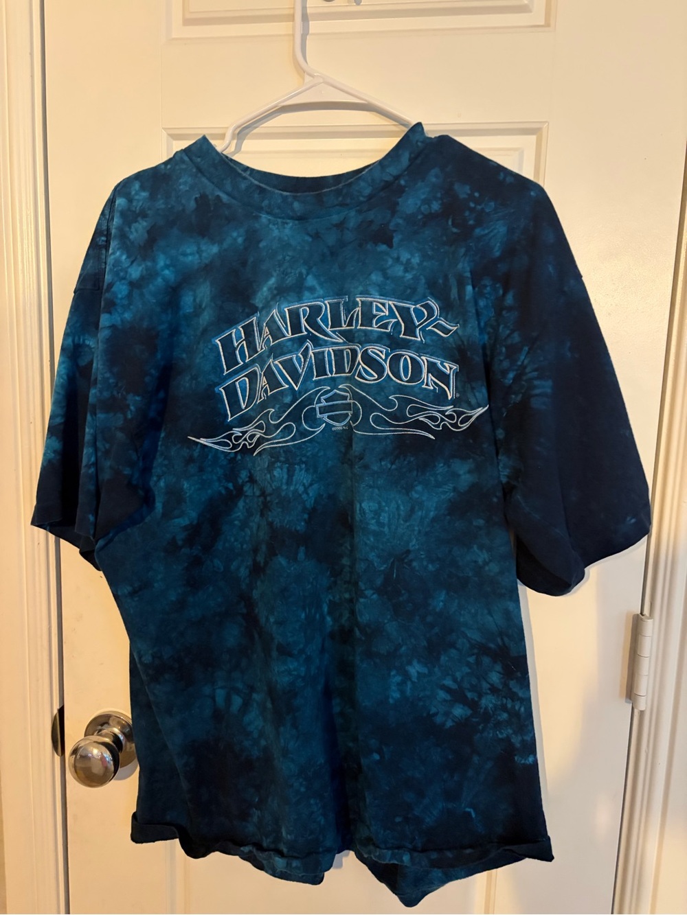Harley-Davidson Teal Tie-Dye Logo Tee Blue Ridge foothills of North Carolina